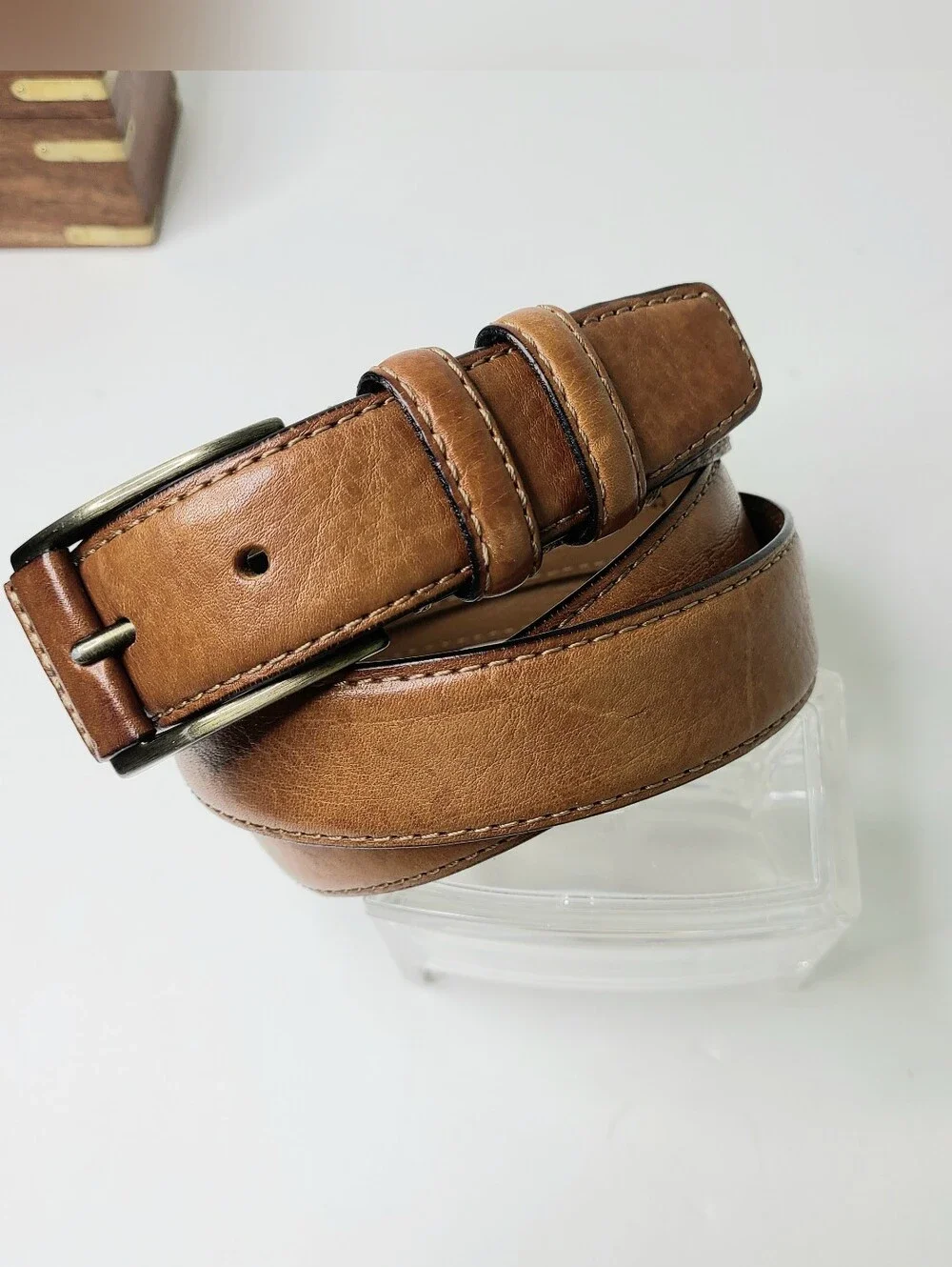 Joseph Abboud Handcrafted Leather-Wrapped Buckle Italian Leather Belt